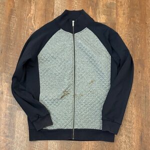 Men's Black and Gray Zip-Up Sweater